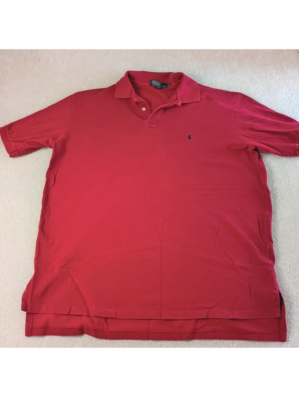 Polo Ralph Lauren Red Polo Shirt Men Size XLT Cotton Embroidered Navy Pony Logo